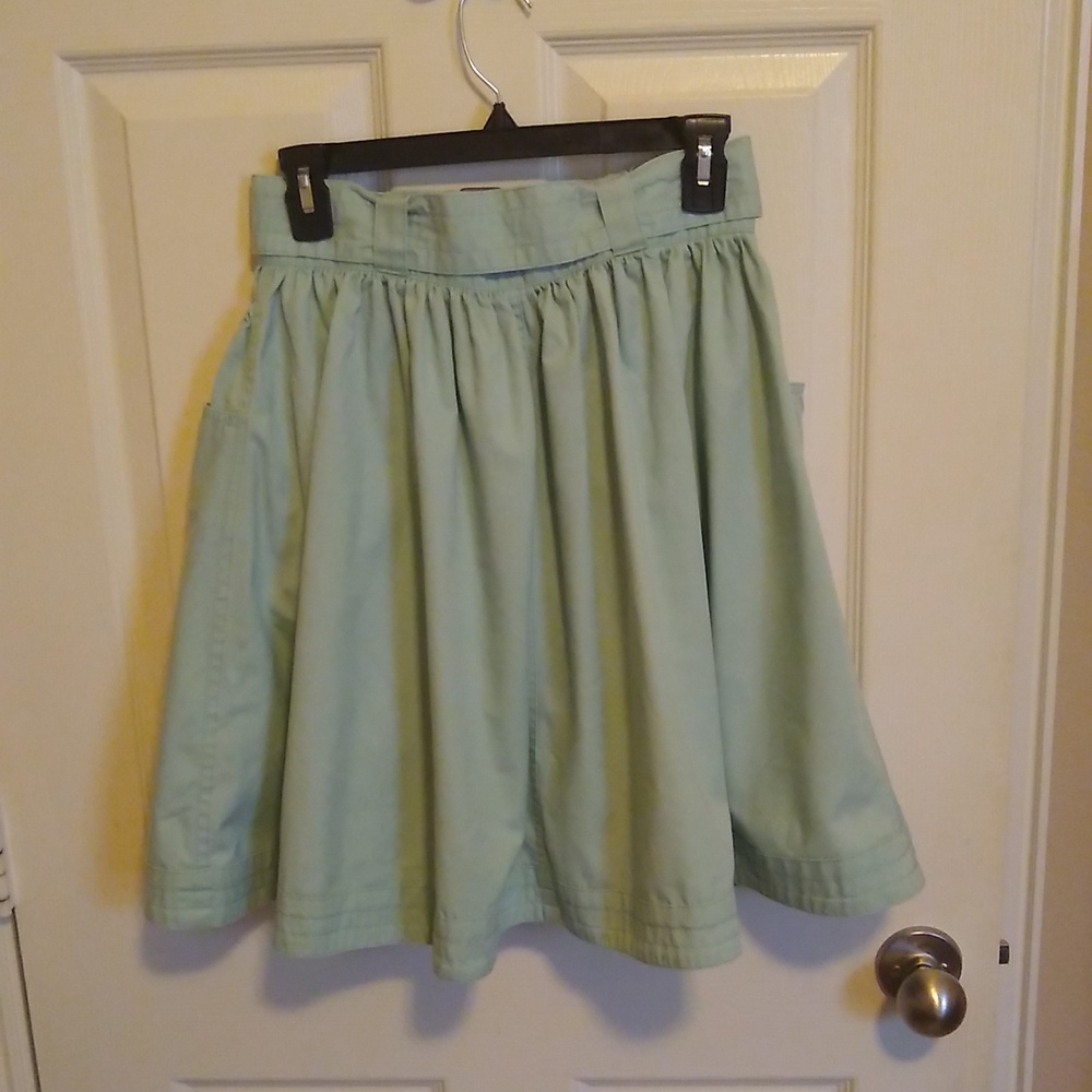 Vintage Green Circle Skirt with Belt And Sinch Pockets Size 9 EUC - Picture 4 of 5